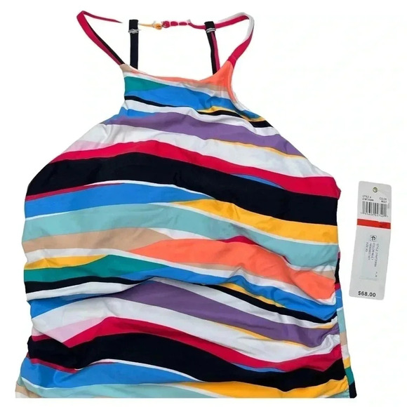 Anne Cole Womens XS Wavy Stripe Halter Tankini Swim Top - Picture 6 of 14